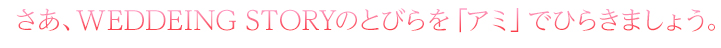 WEDDEING STORYのとびらを「アミ」でひらきましょう。